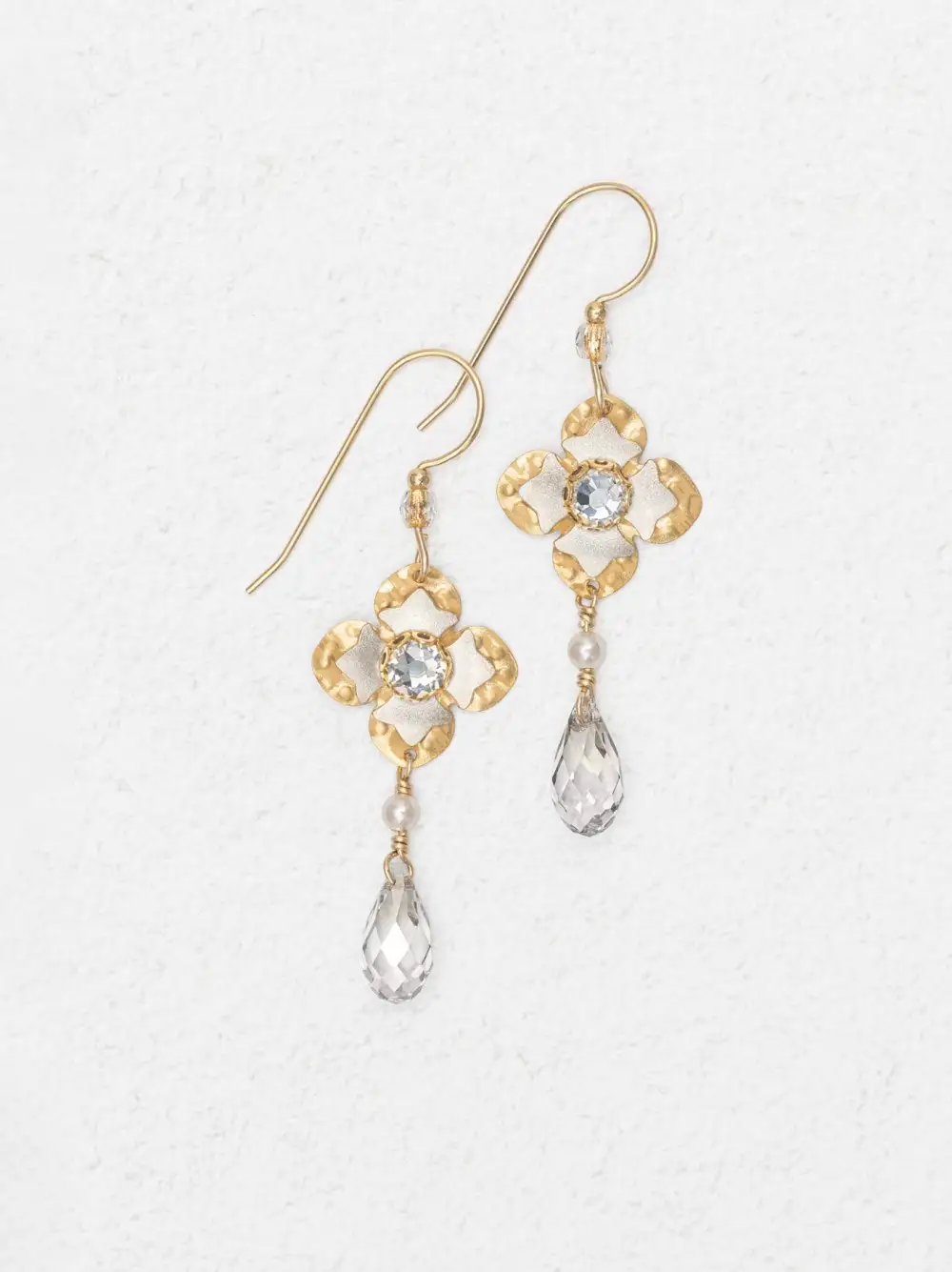 Dainty Pearl Crystal Accent Statement Earrings