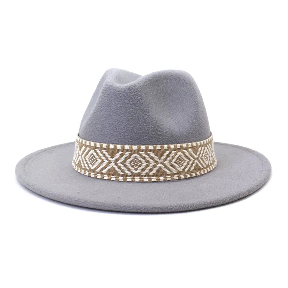 Belt Retro Flat Fedora Hat