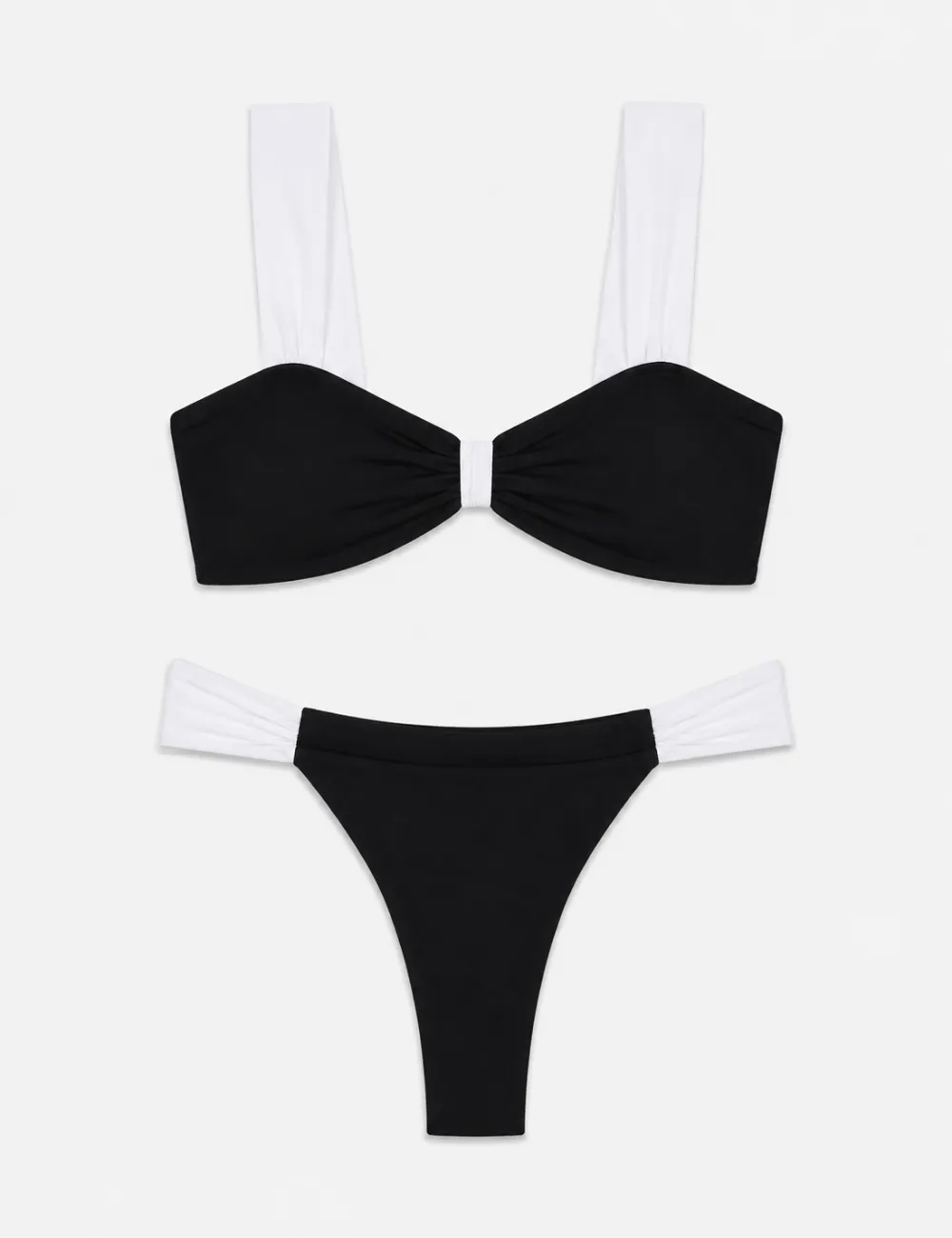 Elegant Color Block Front Bow Detail Bikini Set