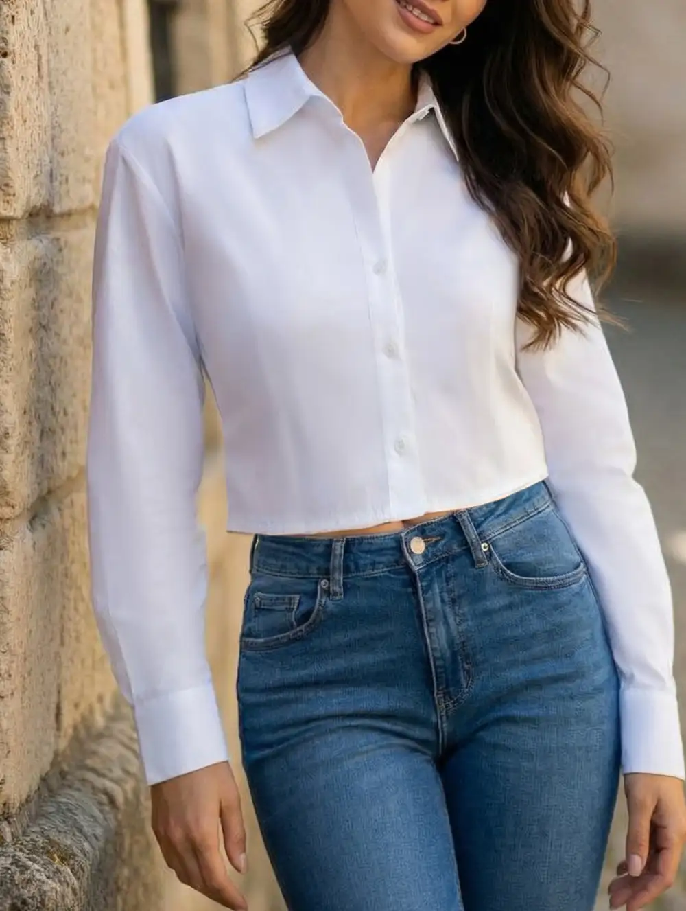 Cropped Long Sleeve Shirt