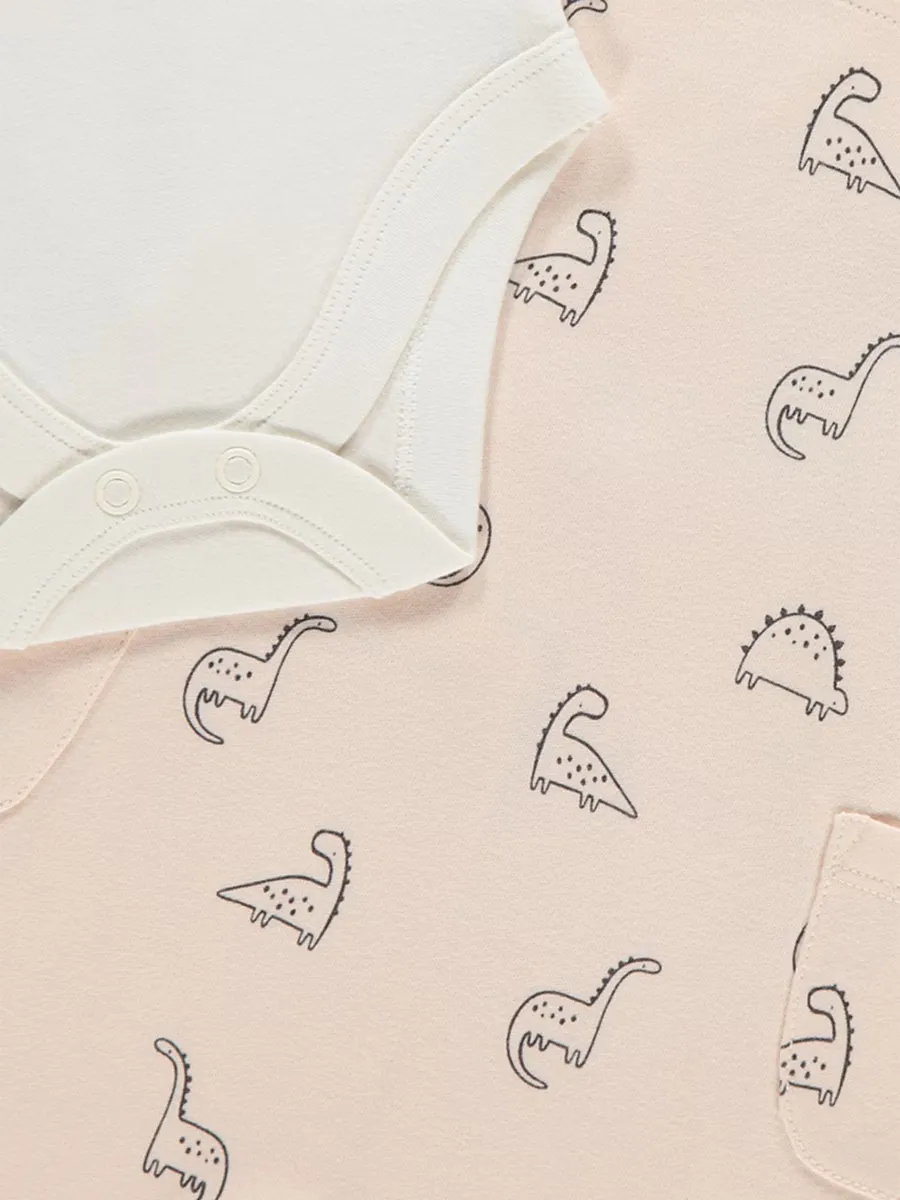 Pink Dinosaur Dungarees and Bodysuit Outfit