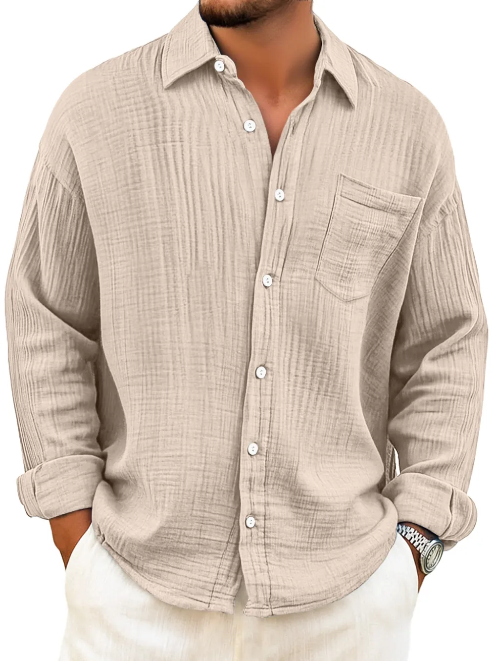 Layered Long Sleeve Pocket Shirt