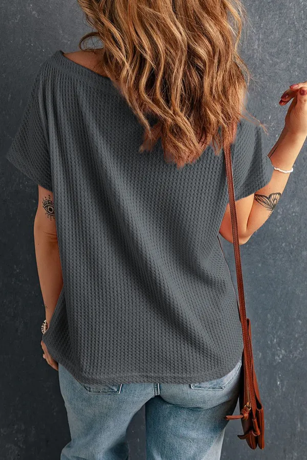 Dark Grey Waffle Knit Boat Top