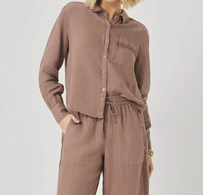 Linen Trim Button Top