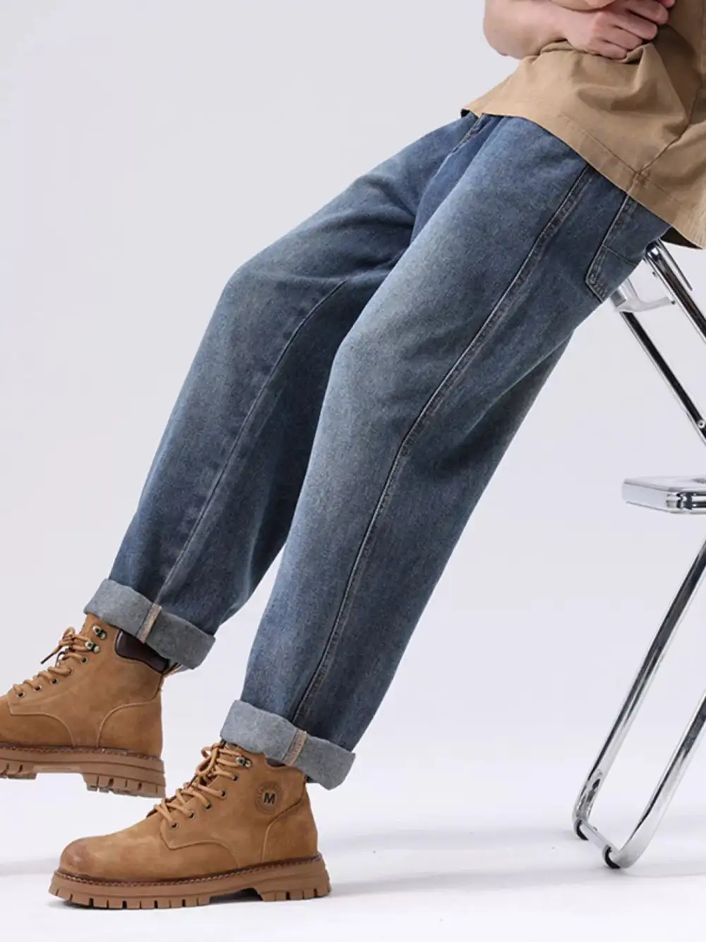 Men’s Plus Size Vintage Wash Loose Jeans