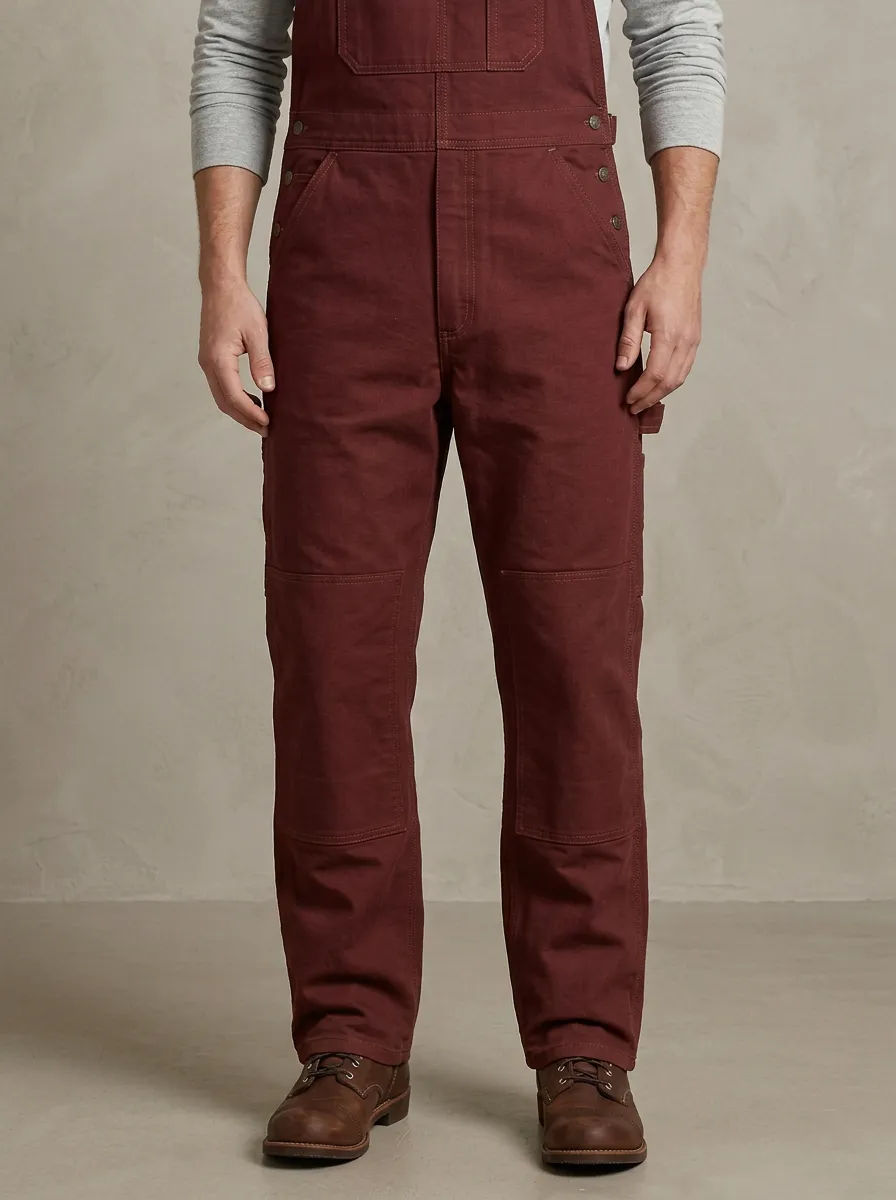 Men's Brown Canvas Utility Workwear Bib Overalls