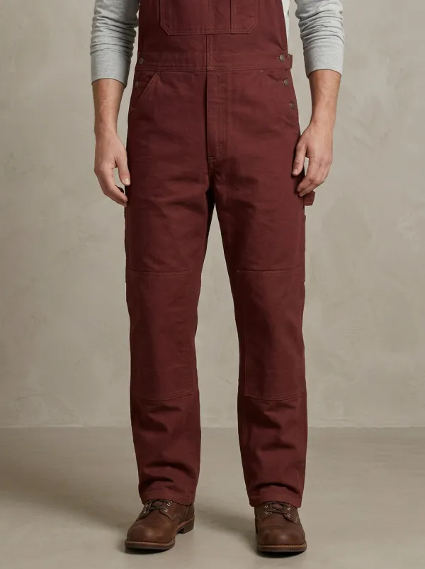 Men's Brown Canvas Utility Workwear Bib Overalls
