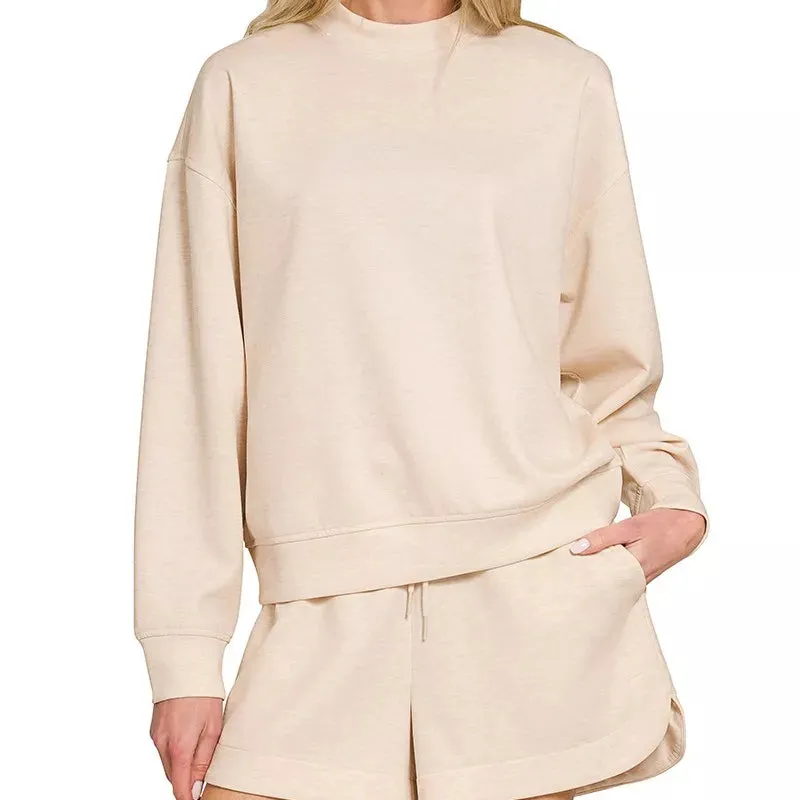Relaxed Scuba Long Sleeve Sweatshirt and Shorts Set