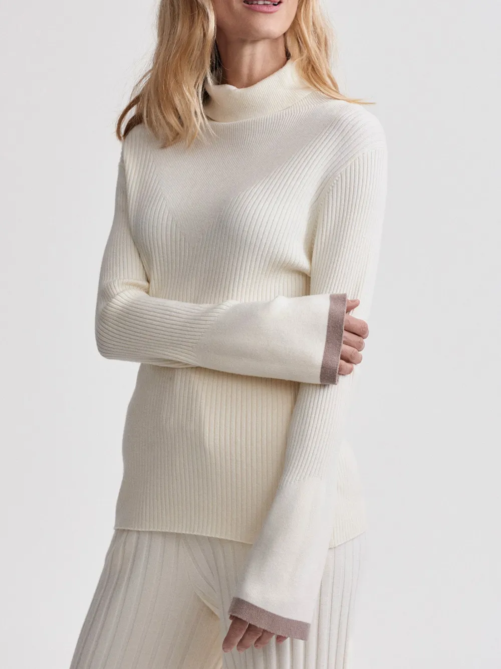 Rib Knit High-Neck Top