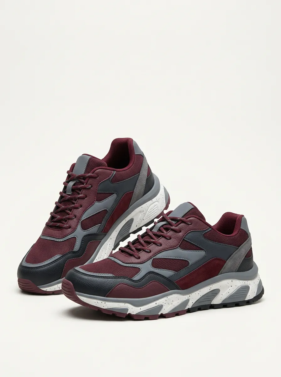 Men's Colorblock Speckled Sole Printed Sneakers