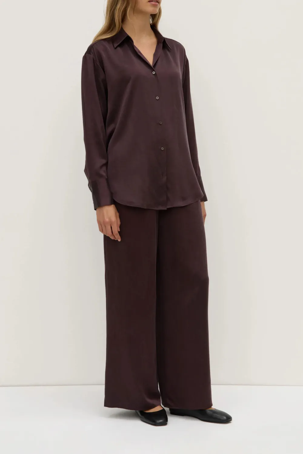 Box Pleated Silk Women's Shirt