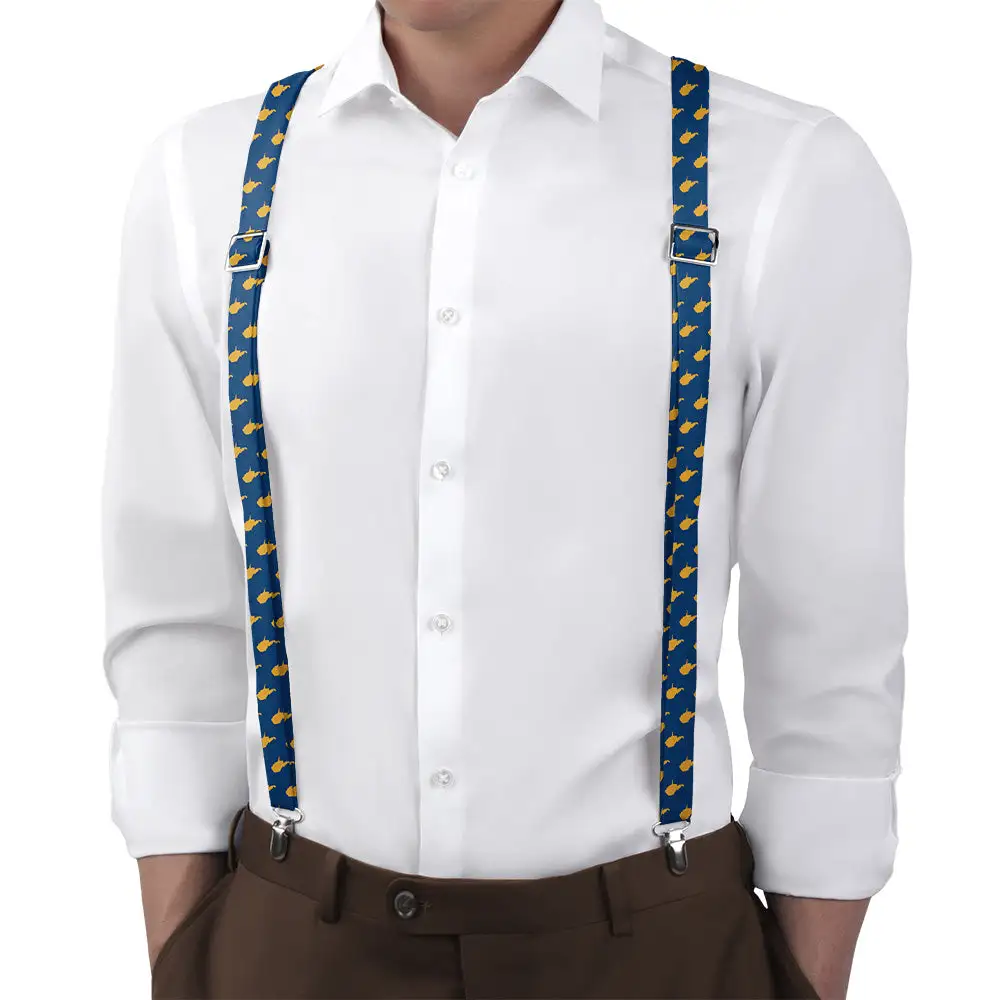 Repeating Silhouette Motif Suspenders