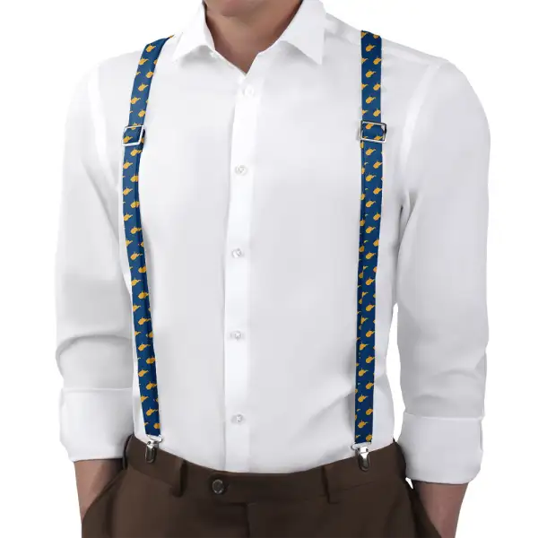 Repeating Silhouette Motif Suspenders