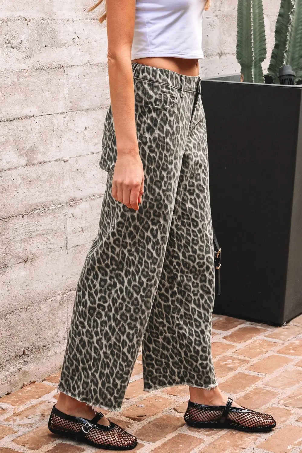 Women's Leopard Straight Loose Leg Jeans
