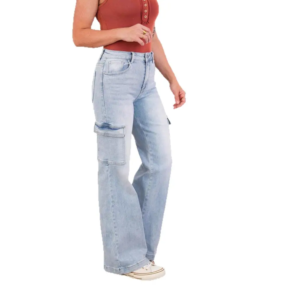 Women's High Waist Straight Leg Multi Pocket Jeans