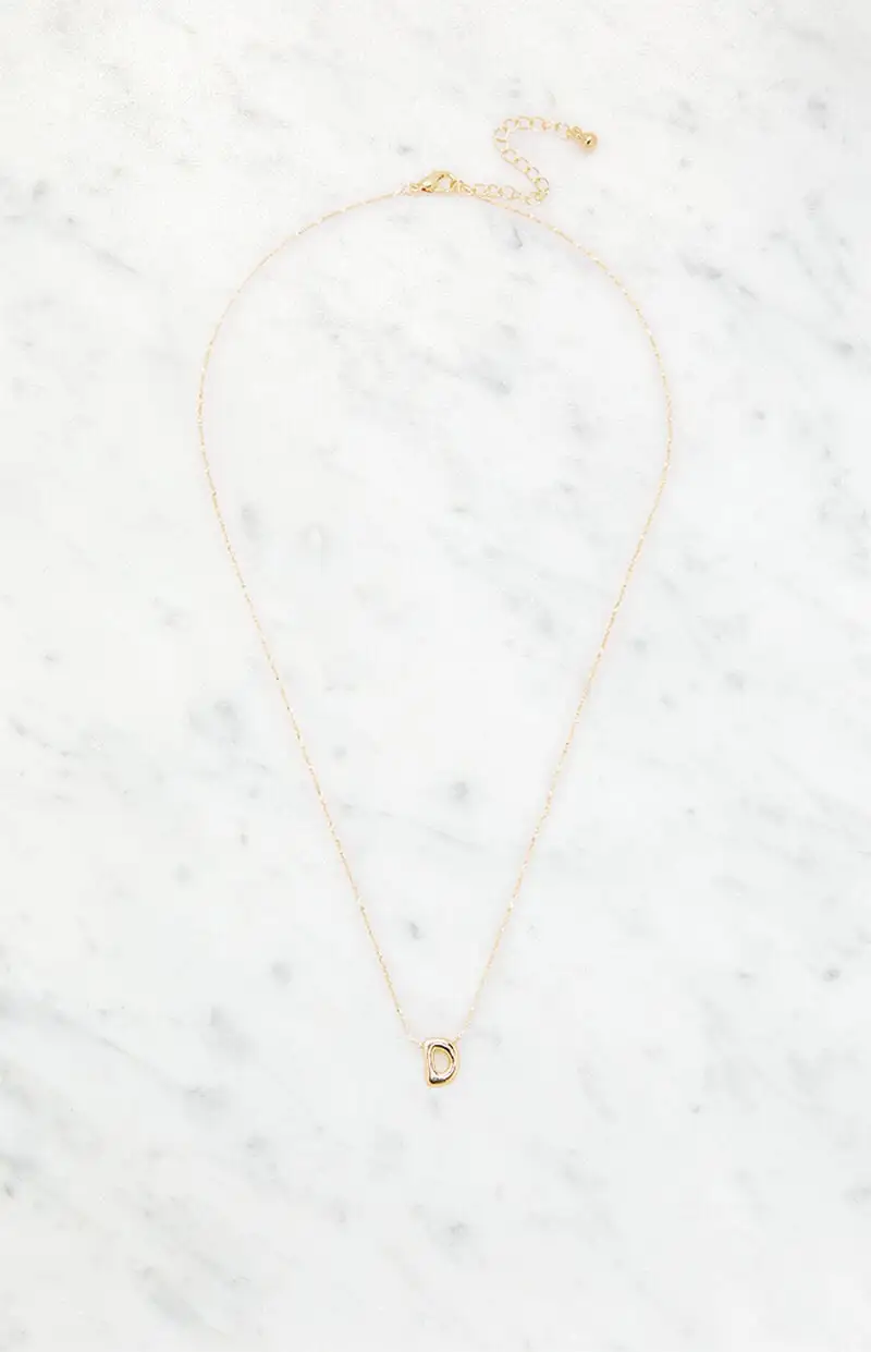 LA Hearts D Initial 14K Gold Plated Necklace