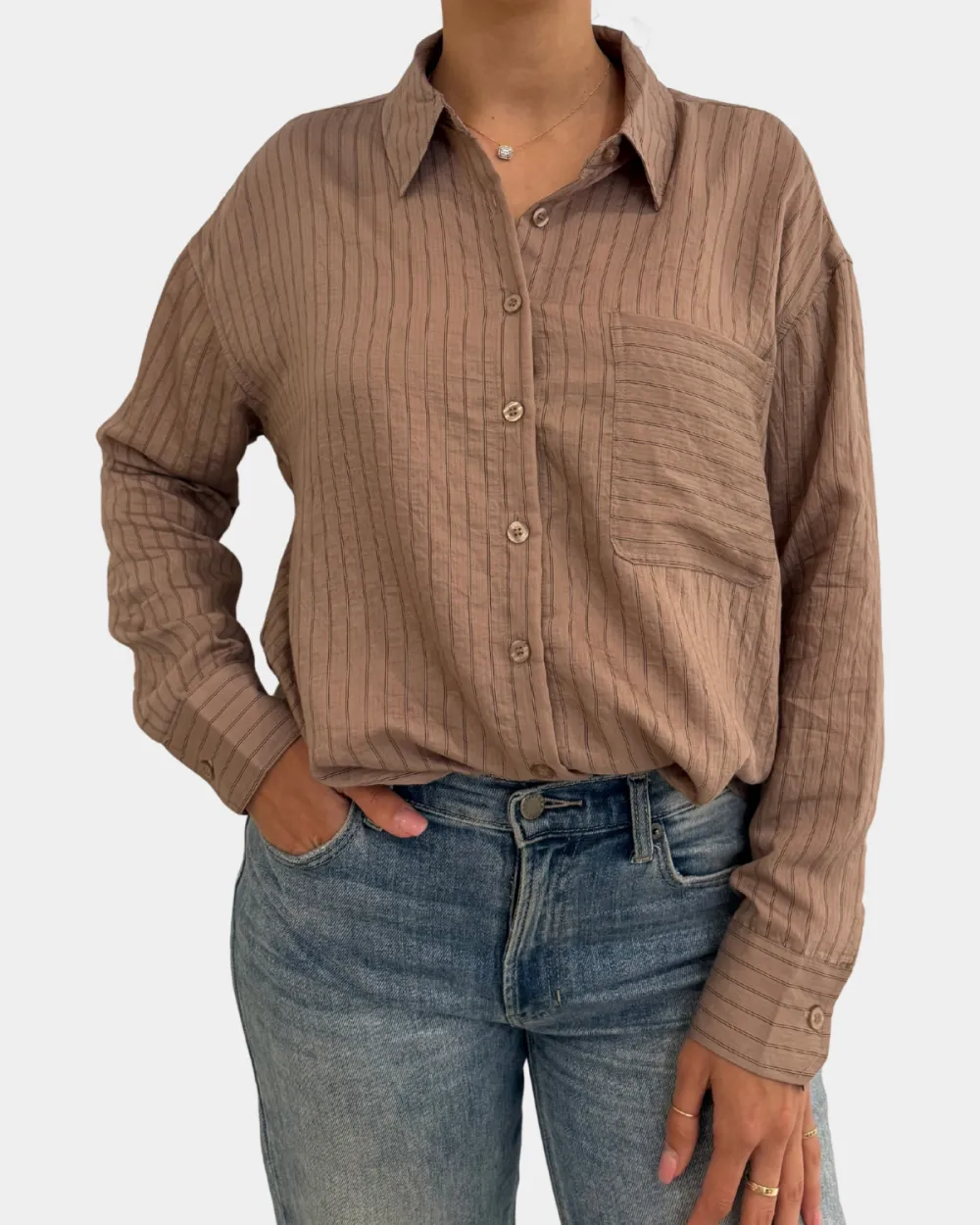 Stripe Button Front Top