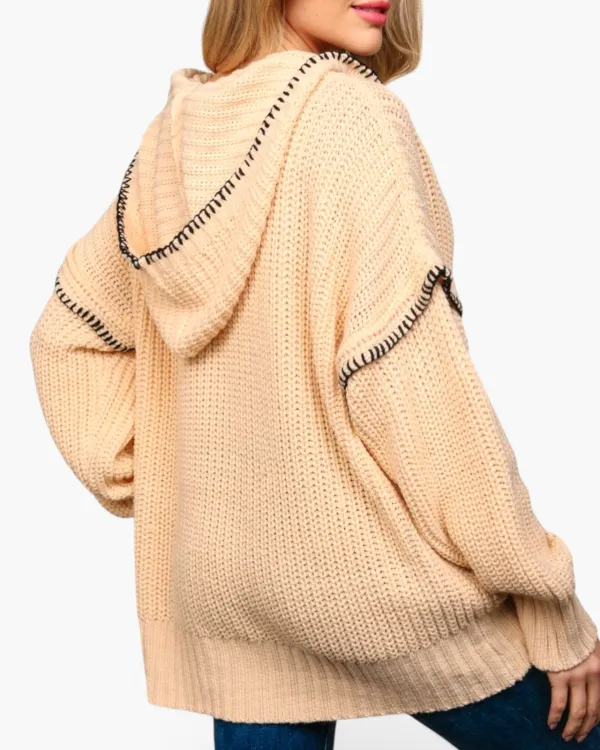 Contrast Stitch Hooded Sweater