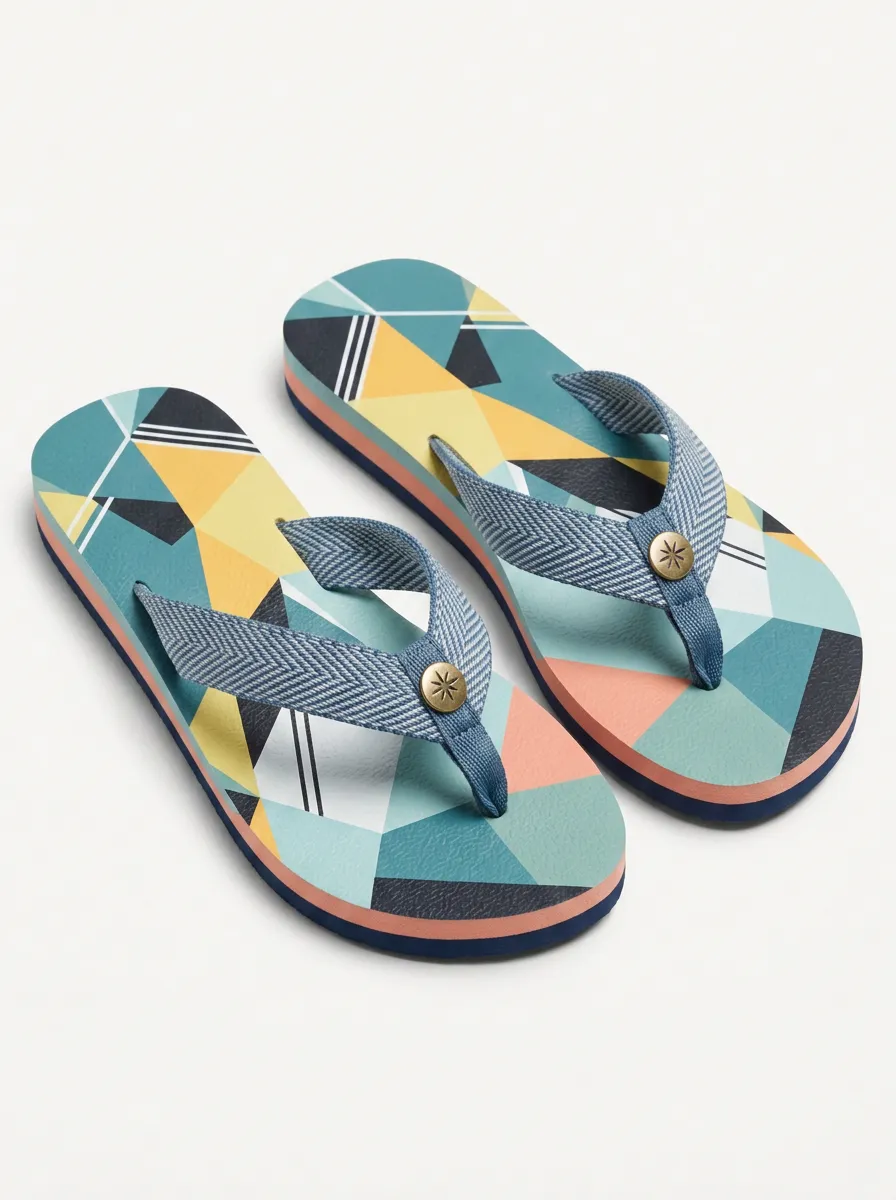 Geometric Design Printed Unisex Flip Flops