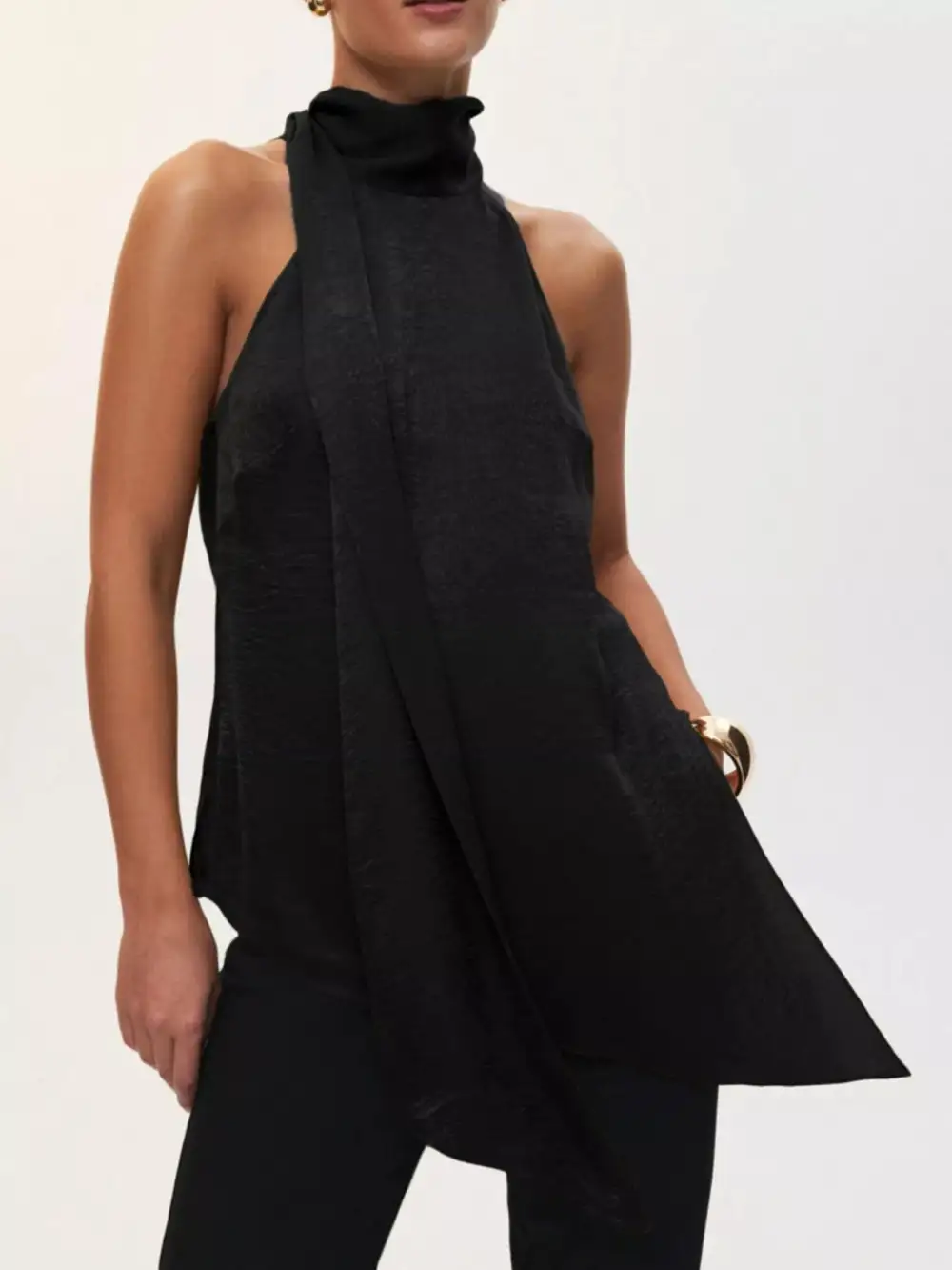 Elegant Halter Neck Asymmetrical Sleeveless Top