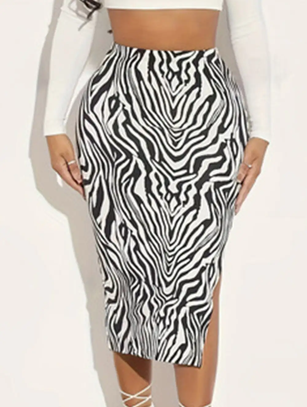 Zebra Print Midi Skirt