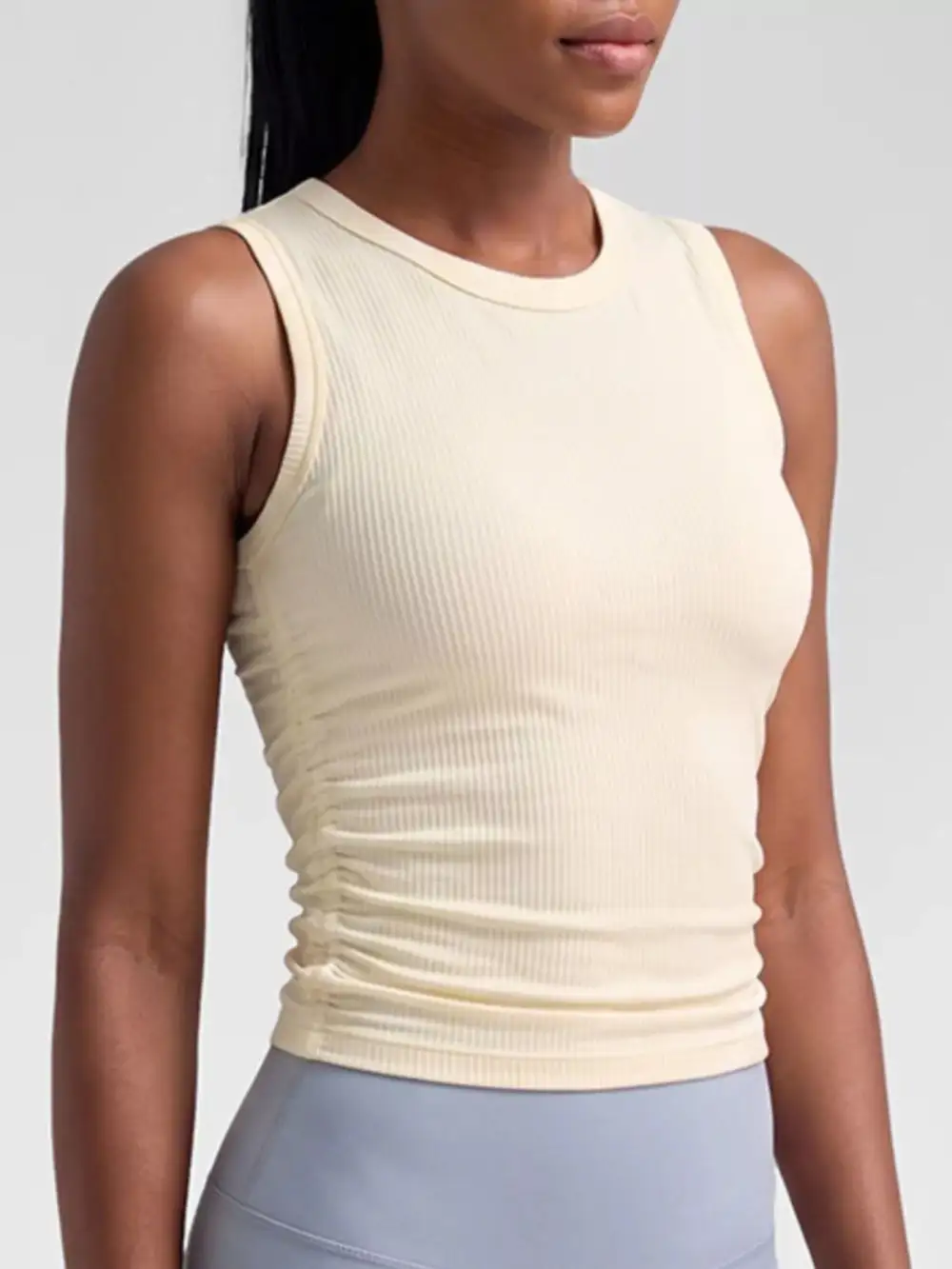 Ruched Ribbed Breathable  Tank Top