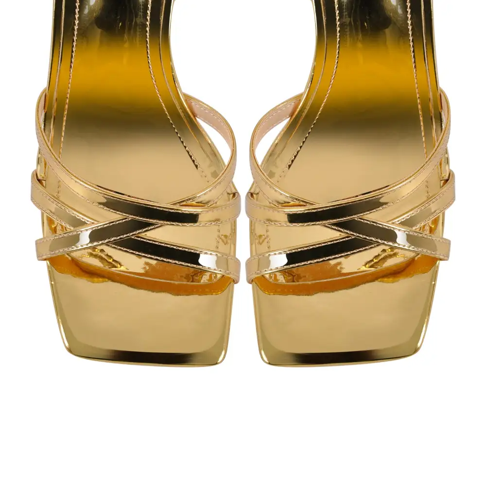 Square Toe Ankle Strap Stiletto Sandals