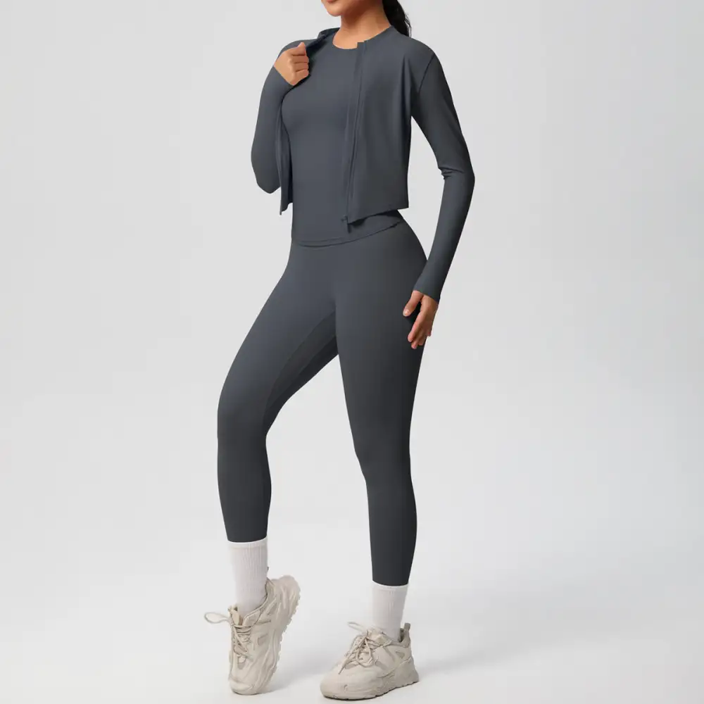 Short-Sleeve Quick-Dry Jacket, Top and Leggings Active Set