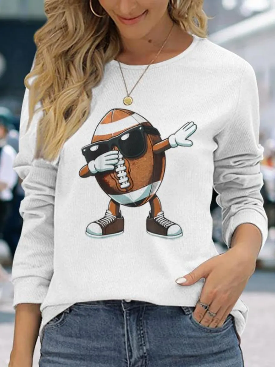 Cartoon Football Graphic T-Shirt