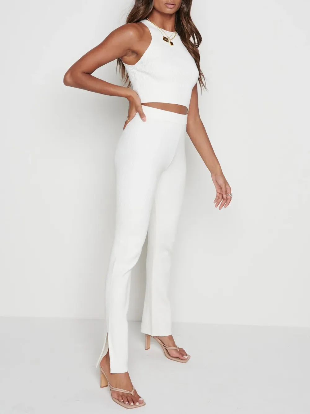 Split Hem Knit Trousers
