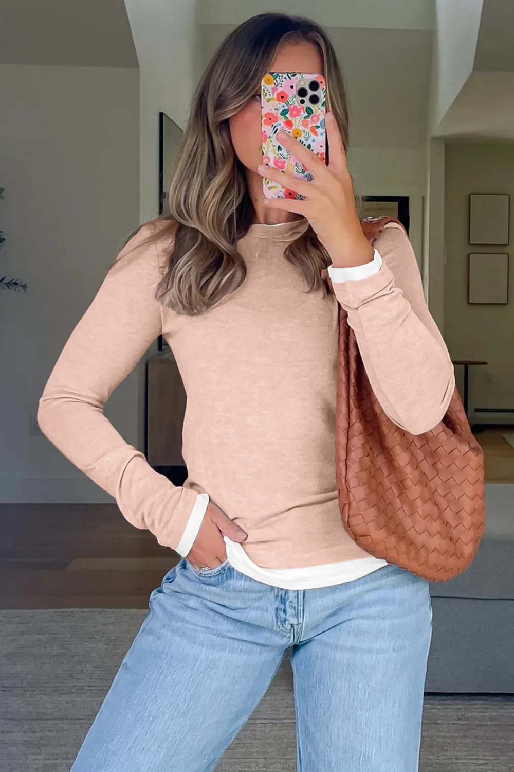 Smoke Gray False Two Piece Top