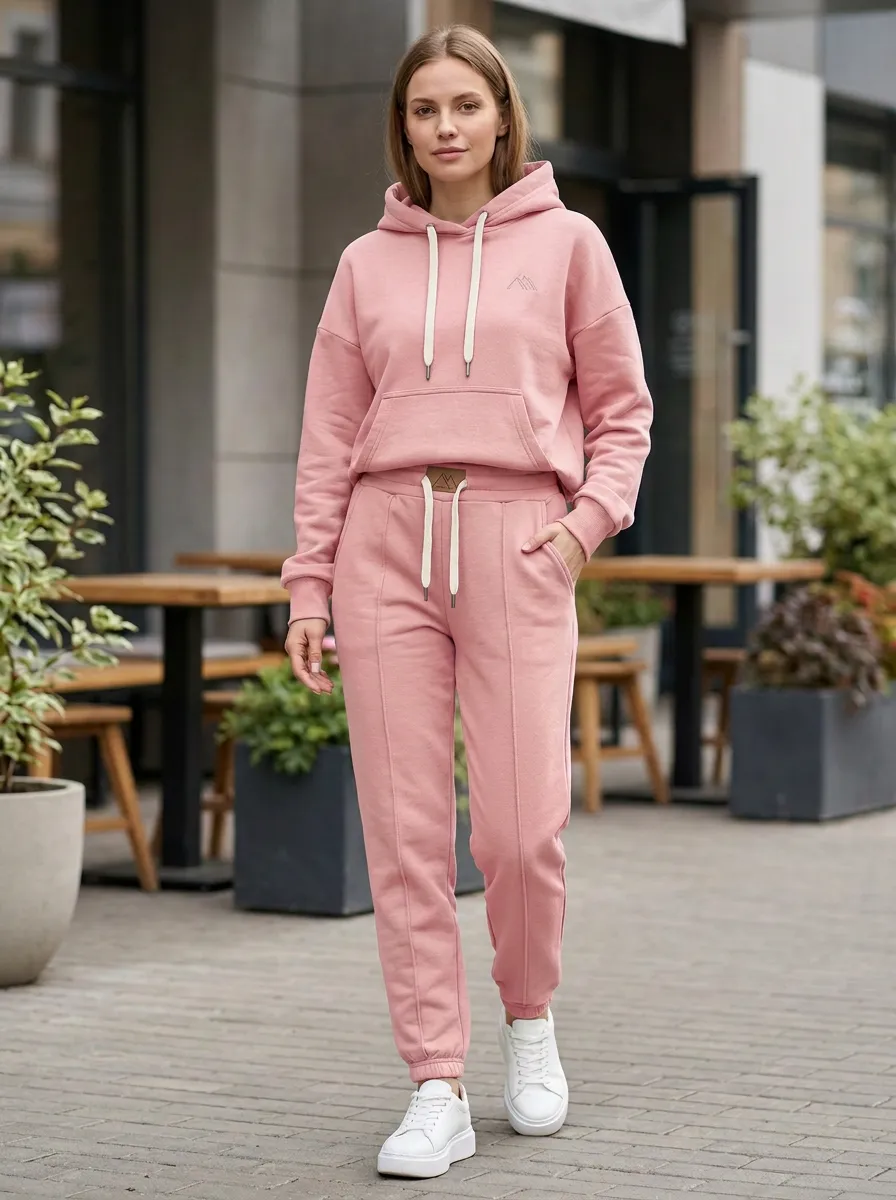 Women's Sage Green Mountain Logo Embroidered Hooded Tracksuit