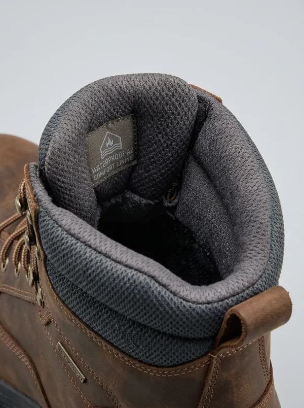 Industrial Outdoor Leather-Look Men's Waterproof Work Boots