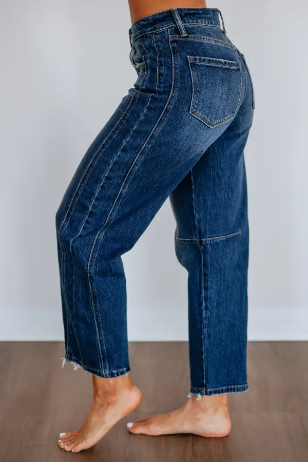 Women's High Rise Barrel Leg Ankle Length Jeans