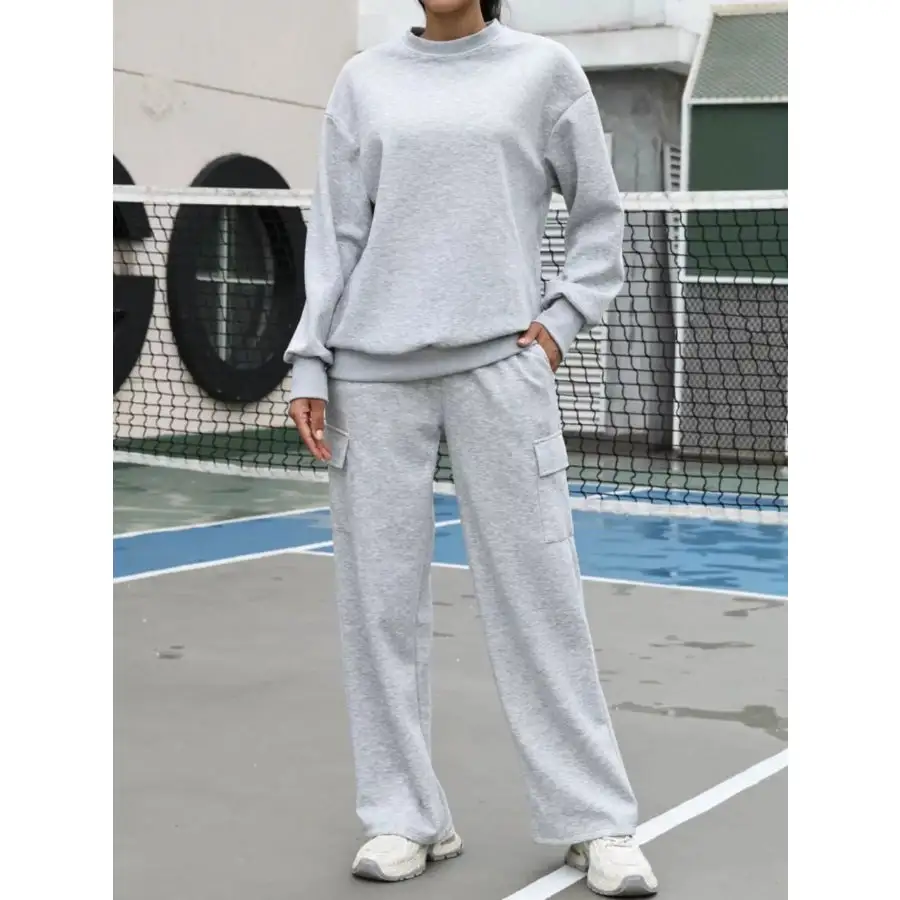 Dropped Shoulder Sweatshirt and Pants Set
