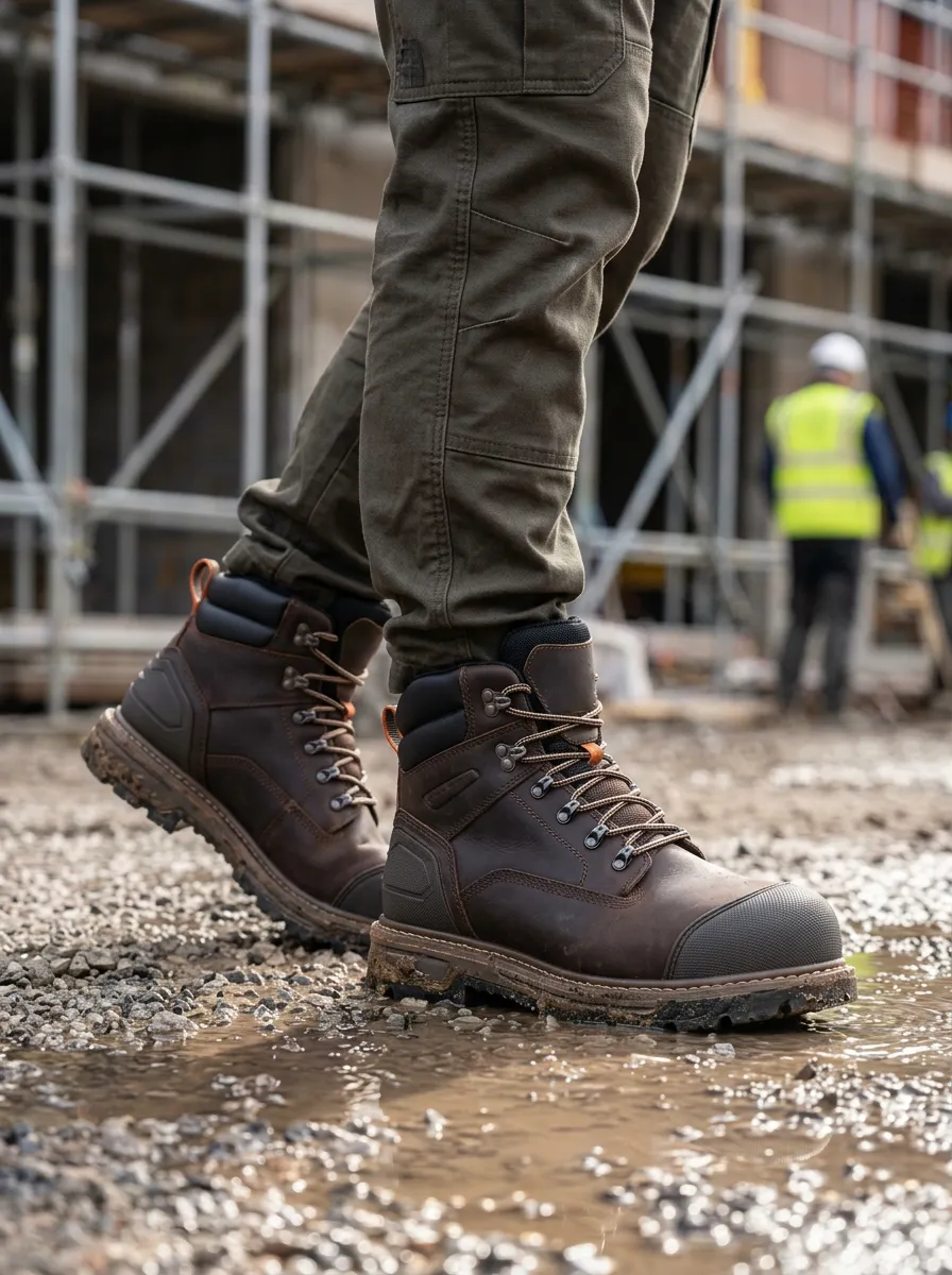 Unisex Construction Worker Waterproof Leather Printed Work Boots