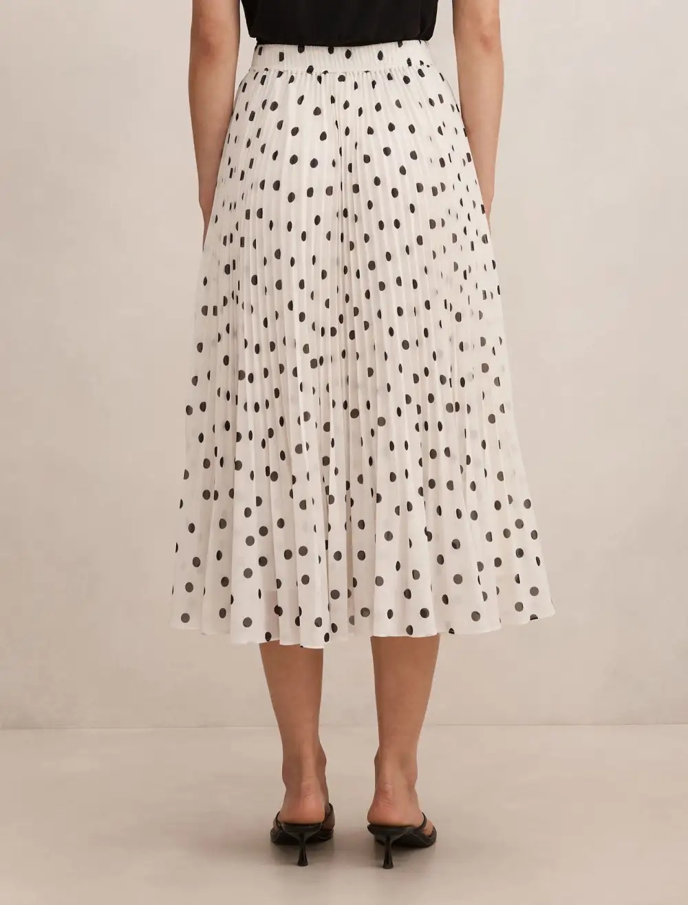 White Polka Dot Pleated Skirt