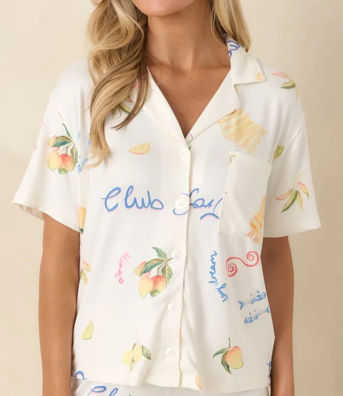 Beach Print Pajama Top