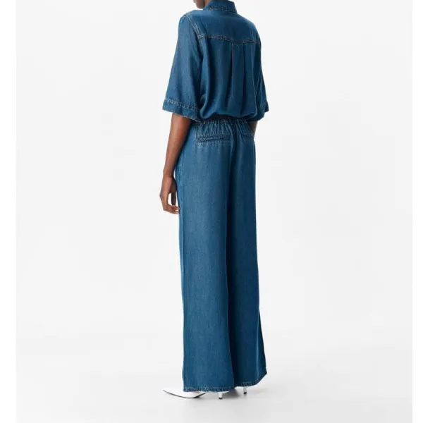 Wide-Leg Relaxed Denim-Look Women's Trousers