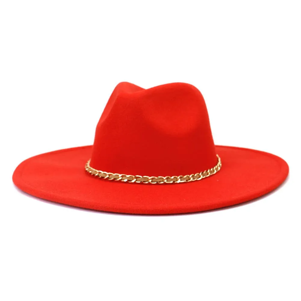 Camel Chain Big Brim Peach Heart Top Hat
