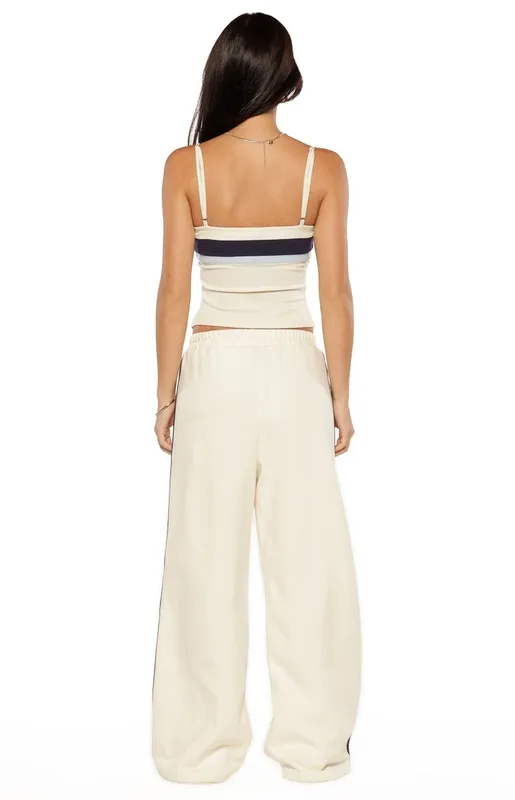 White Side-Stripe Track Pants