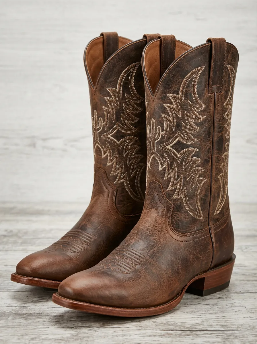 Trail Embroidered Distressed Statement Western Boots