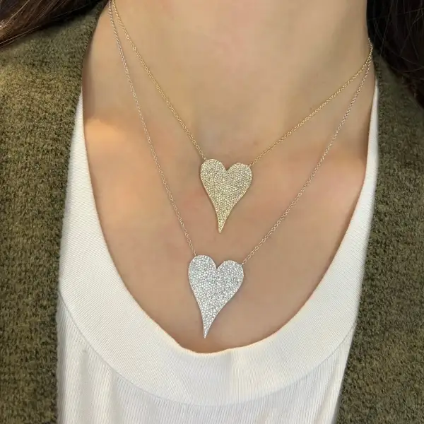 Modern Statement Heart Diamond Necklace