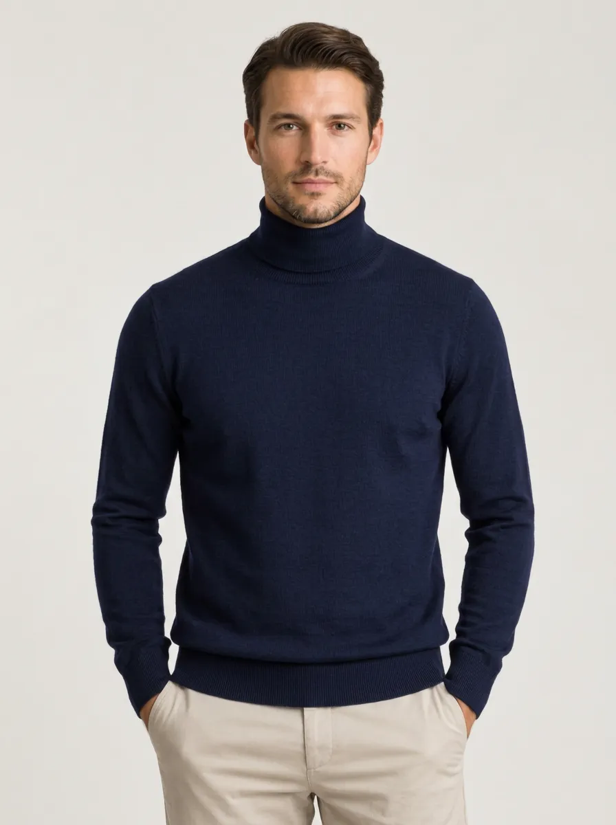 Men's Understated Ribbed Knit Turtleneck Sweater