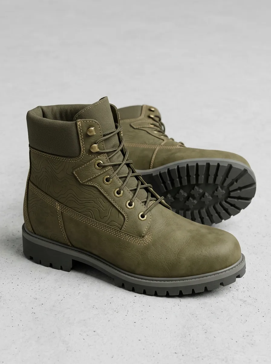 Unisex Everyday Outdoor Hiking Topographic Print Work Boots