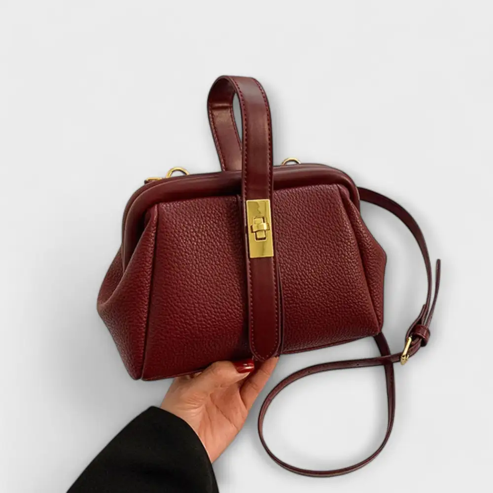 Structured Open Top Leather Handbag