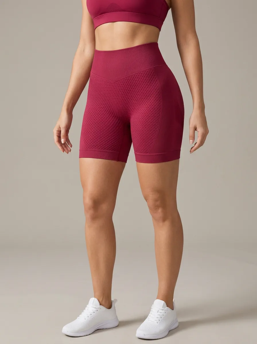 Women's Seamless Honeycomb Textured Fitness Shorts