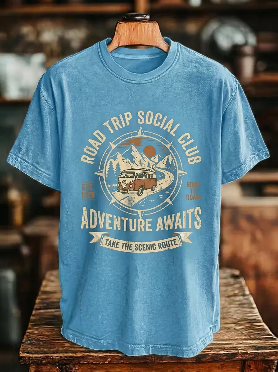 Unisex Road Trip Adventure Camper Van Printed T-shirt