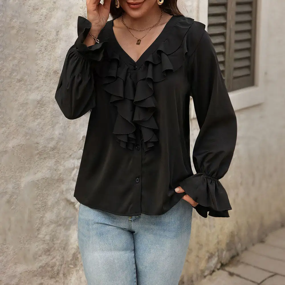 Modern Romance Ruffled V-Neck Blouse
