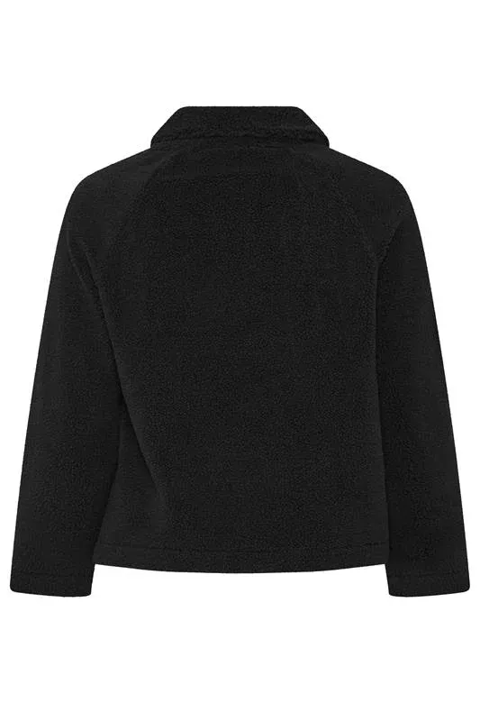 Black Funnel Neck Borg Jacket